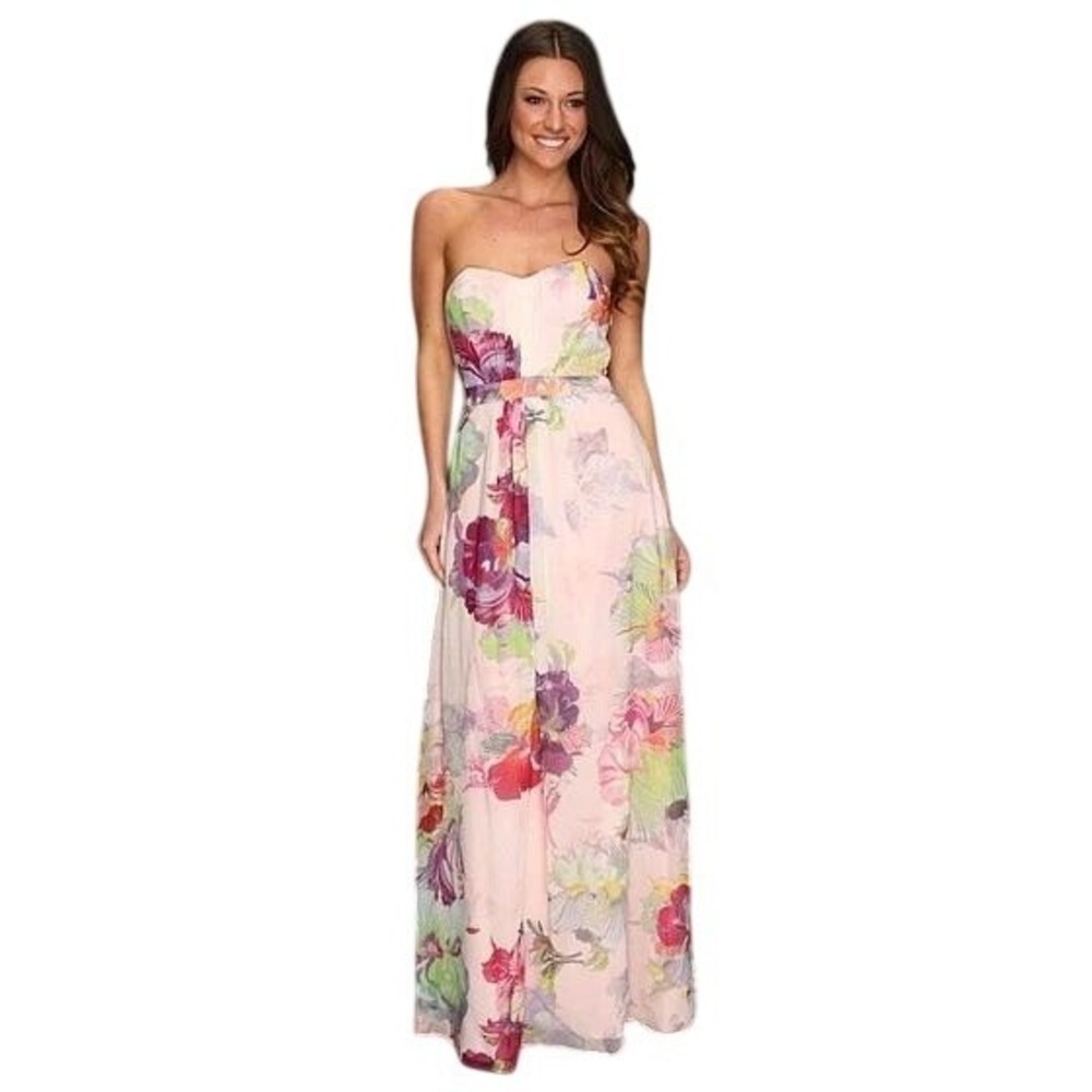 Ted Baker Womens Gojji Treasured Orchid Printed 100% Silk Lined Maxi Dress Sz 2